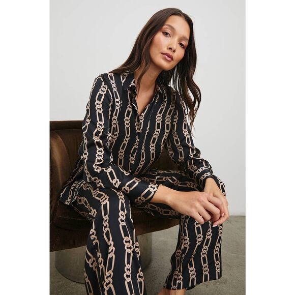 Rails Damani Wide Leg Pant in Black Gold Link M - Picture 1 of 4